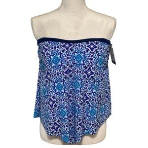 American Beach Boutique Blue/White Swim Sleeveless Swim Top NWT
